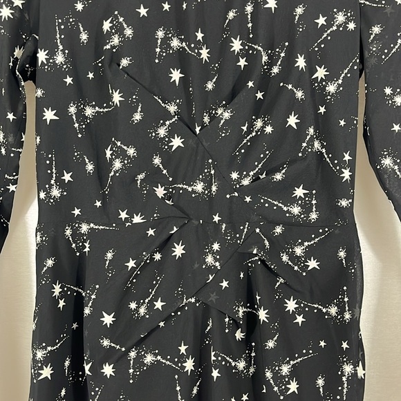 Whistles Phoebe Constellation Star Silk Blend Bodycon Black Dress Womens Size 2 - Picture 3 of 11